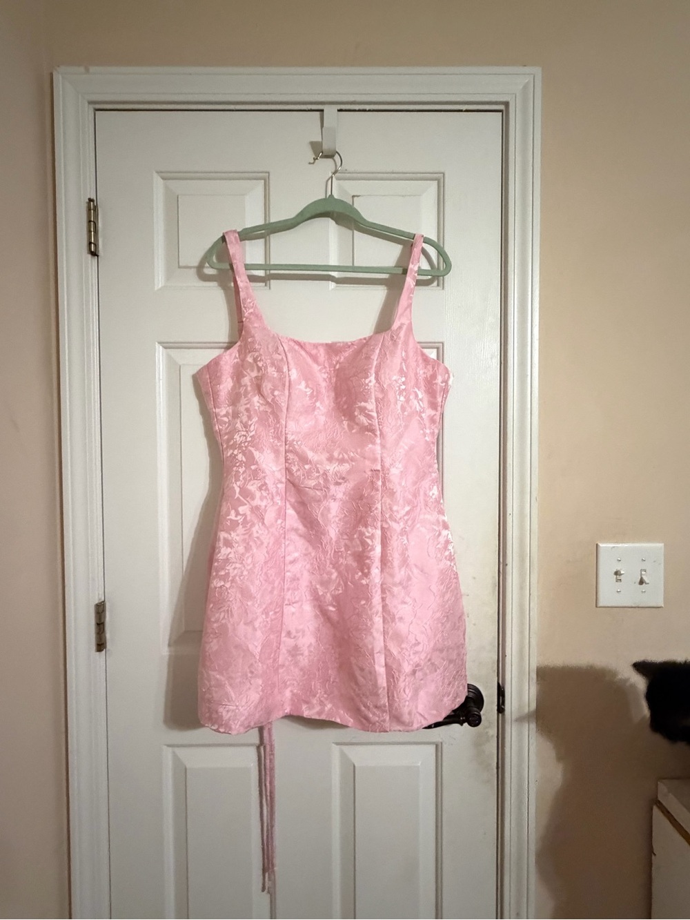 Pink Floral Jacquard Mini Dress